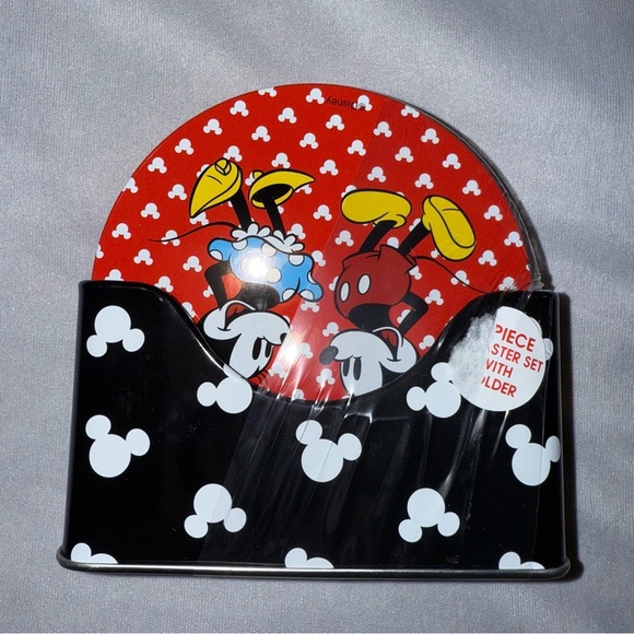 Disney Mickey & Friends 6 Piece Coaster Set Mickey Minnie Mouse Black White Red - Picture 2 of 9